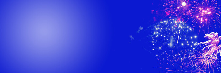 Panorama Neujahrsgrüße mit Feuerwerk