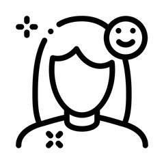 Girl Shine Clean Face Icon Vector. Outline Girl Shine Clean Face Sign. Isolated Contour Symbol Illustration