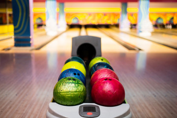Colourful bowling balls
