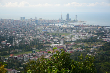 Fototapeta na wymiar Panoramic view from Sameba Church near Batumi in Georgia