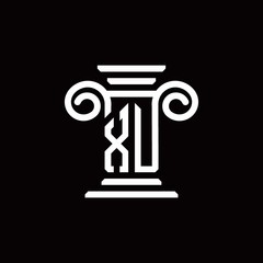 XU monogram logo with pillar style design template