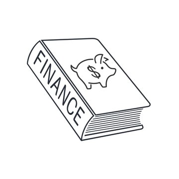 Financial textbook. Vector linear icon on a white background.