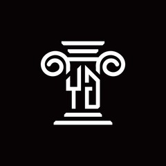 YG monogram logo with pillar style design template
