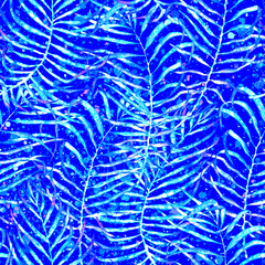 Tropical seamless pattern. Watercolor tangled palm