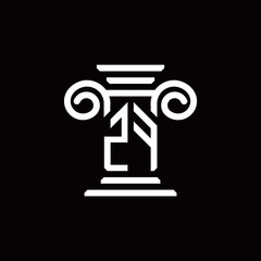 ZF monogram logo with pillar style design template