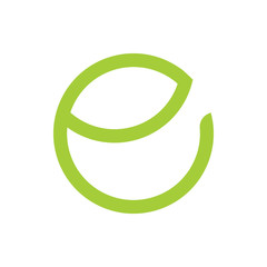 letter e leaf circle geometric line logo vector