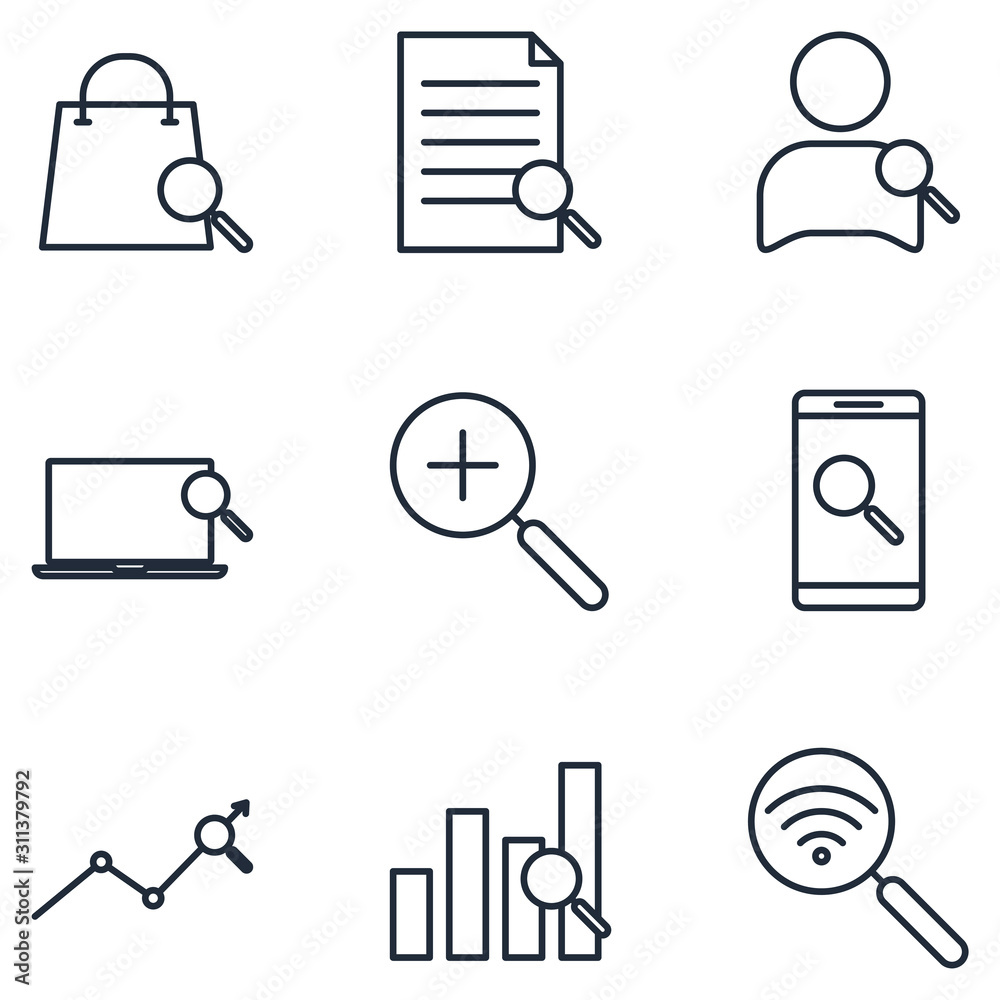 Fototapete searching set icon template color editable. business management pack symbol vector sign isolated on 