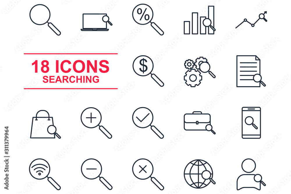 Fototapete searching set icon template color editable. business management pack symbol vector sign isolated on 