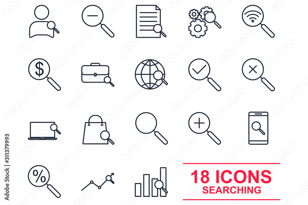 Aufkleber searching set icon template color editable. business management pack symbol vector sign isolated on 