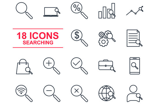 Searching Set icon template color editable. Business Management pack symbol vector sign isolated on white background illustration for graphic and web design.