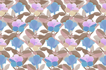 Art floral vector seamless pattern. Brown leaves. 