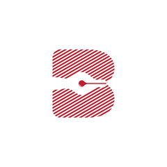 letter b pen writer stripes silhouette design symbol logo vector