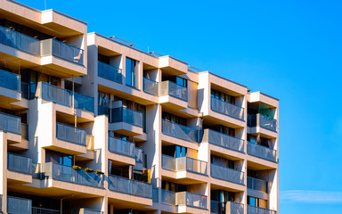 Part of Modern residential apartment and flat building exterior Salzburg reflex