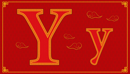Y lucky alphabet character consonant happy chinese new year style. vector illustration eps10