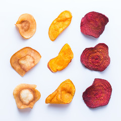 Dried vegetables, dehydrated sweet potato, parsnip, beetroot chips