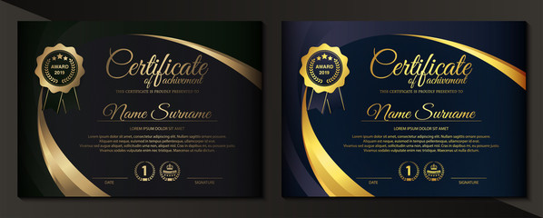 premium golden black certificate template design. - obrazy, fototapety, plakaty