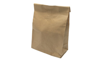 Recycle brown craft paper bag isolated with whited background.