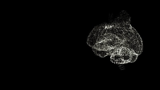 Brainstorming concept. Abstract illuminated brain with an activity on its top part turning around on dark background.