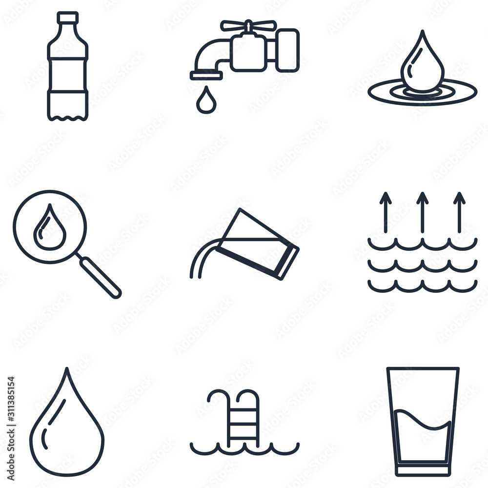 Poster water set icon template color editable. water pack symbol vector sign isolated on white background i