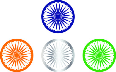 illustration vector icon of ashoka chakra in different colors