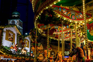 Fototapeta na wymiar Beautiful carousel at christmas market, Birmingham UK