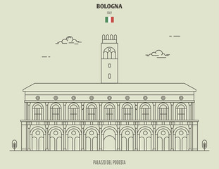 Palazzo del Podesta in Bologna, Italy. Landmark icon © daw666