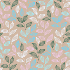 Wrapping tea leaves pattern seamless vector illustration.