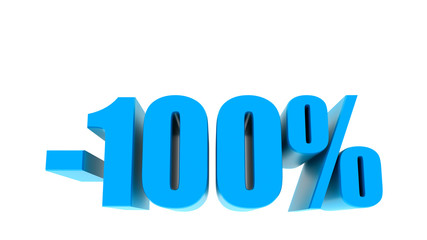 -100 percent off discount promotion sale. 3D Render. 3D-Illustration percent discount collection for your unique selling poster, banner ads. Christmas, Xmas sale and more