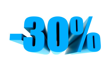 -30 percent off discount promotion sale. 3D Render. 3D-Illustration percent discount collection for your unique selling poster, banner ads. Christmas, Xmas sale and more