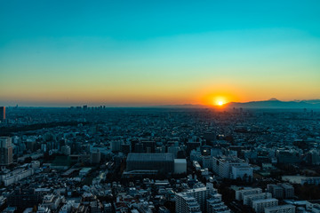 Mt. Fuji and Tokyo city view sunset time