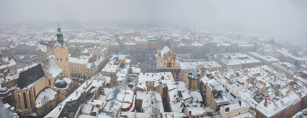 Winter landscape horizon in Lviv ,Ukraine