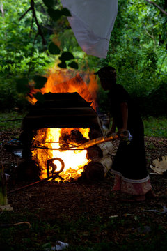 Cremation Process, Traditional Funeral Ceremony On Bali, Indonesia