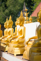 Gold Buddha in Wat Phra That Bang Phuan in Nongkhai of Thailand