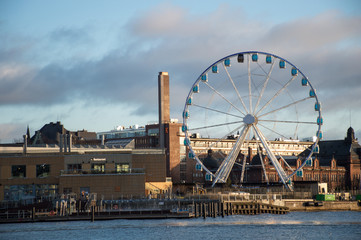 ferris wheel at city bay