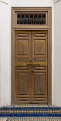 dark wooden door in marrakech