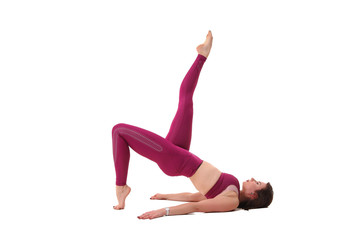 Naklejka premium Sporty young woman doing yoga practice