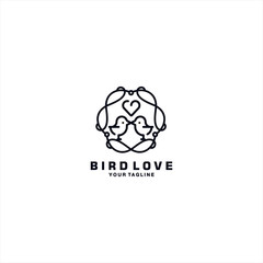 Love Birds Logo Design Vector Illustration Template Idea