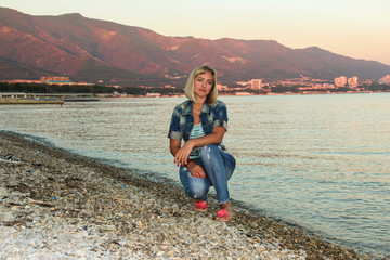 Girl near the sea in Gelendzhik