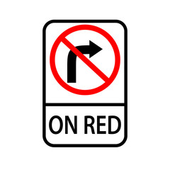 USA traffic road signs. no right turn on red. vector illustration