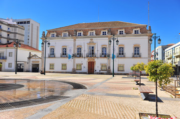 Fototapeta na wymiar View of the town square in Portimao resort, Portugal.