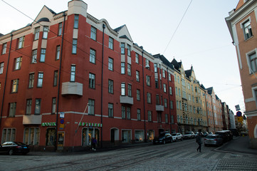 Fototapeta na wymiar european city street with houses 