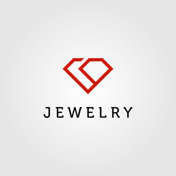 diamond logo jewelry line art monoline vector icon illustration design