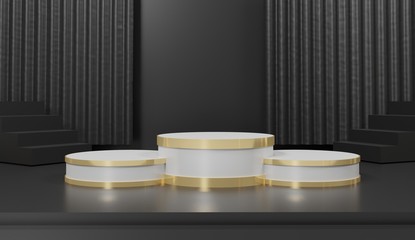 3d abstract minimal geometric forms. Glossy luxury podium for your design. Pastel color scene for show product. Fashion show stage, shopfront. Empty scene for cosmetic