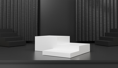 Obraz premium 3d abstract minimal geometric forms. Glossy luxury podium for your design. Pastel color scene for show product. Fashion show stage, shopfront. Empty scene for cosmetic