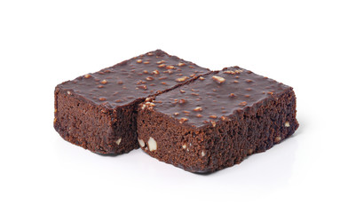 Chocolate brownie cake  isolated on white background with clipping path