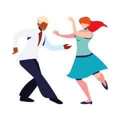 couple of people in pose of dancing on white background