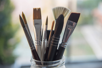 Fototapeta premium set of paint brushes for art 