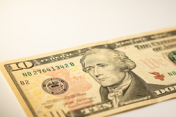 Close up of ten us dollars