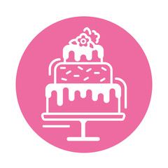 Wedding cake dessert line icon. Sweet gift concept. Sign for web page, mobile app, banner, social media. Pictogram UI UX and GUI user interface. Vector clipart, illustration, template. Editable stroke