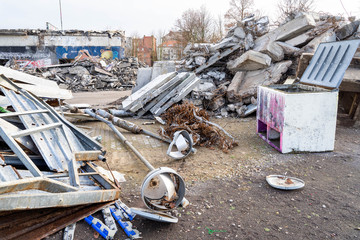 Debris from a destroyed building